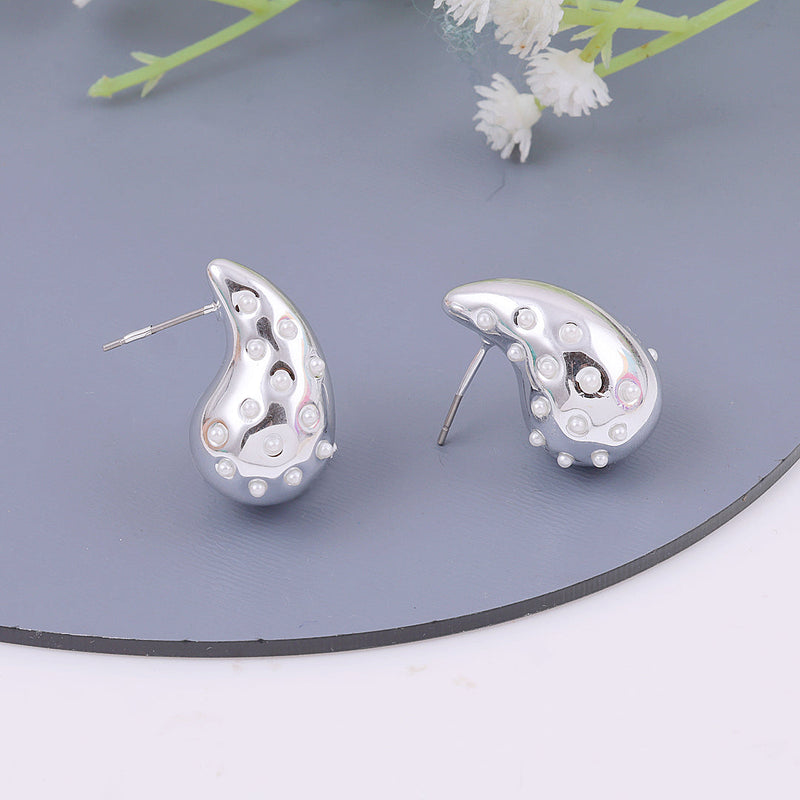 Silver Eye Drop Stud Earrings Boho Bloom