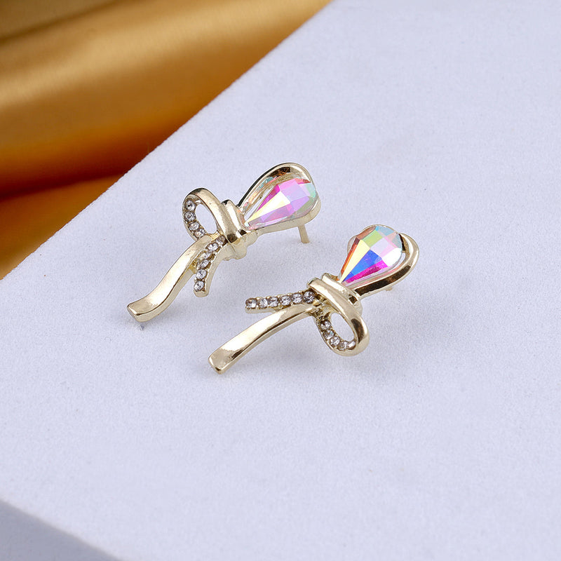 Cubic Zirconia Bow Stud Earrings Boho Bloom
