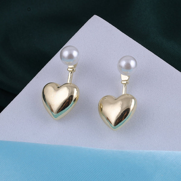 Gold Heart Mini Pearl Earrings Boho Bloom
